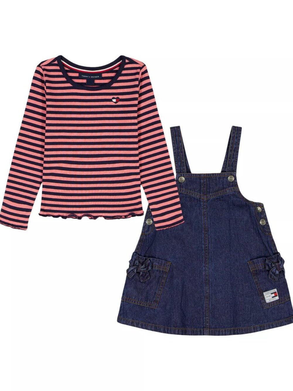 Tommy Hilfiger Girls' 4-6X Striped T-Shirt and Skirtall, 2-Piece Set size 6